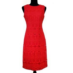 Sharagano Sleeveless Orange Lace Dress Size 8